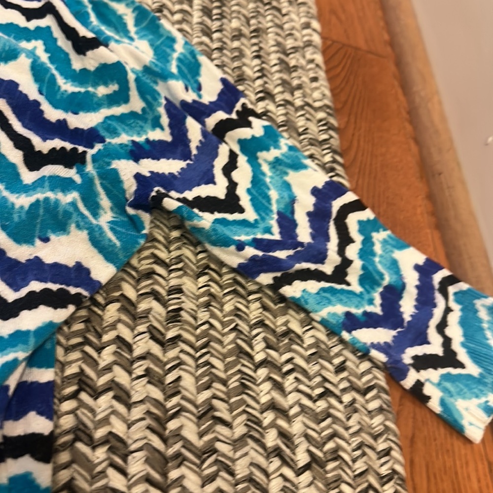 Blue Patterned Button Up Cardigan - Picture 5 of 14